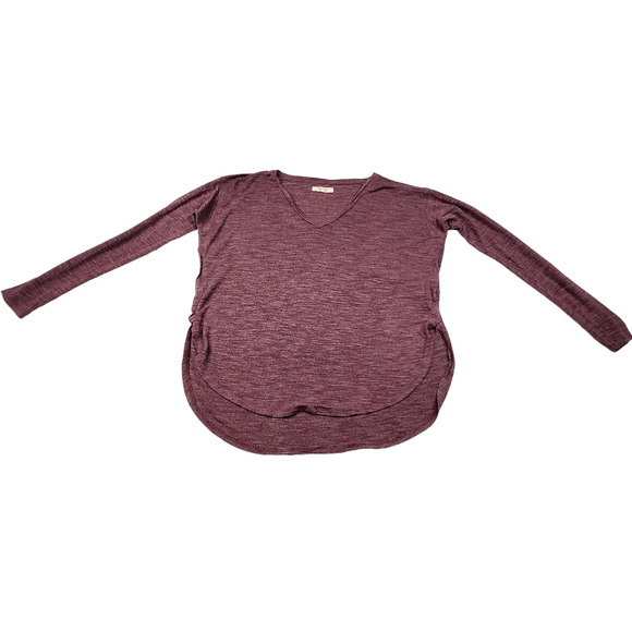 Madewell Shirt Small Maroon Red Purple V Neck Long Sleeve Flowy Lightweight - Picture 2 of 9